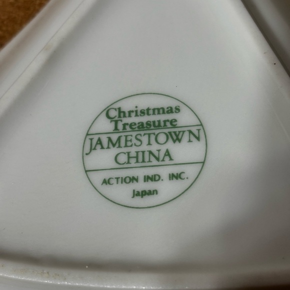 Christmas Treasure Jamestown China Tree Mini Plates Set Of 4 Serving Candy Dish - Picture 2 of 3